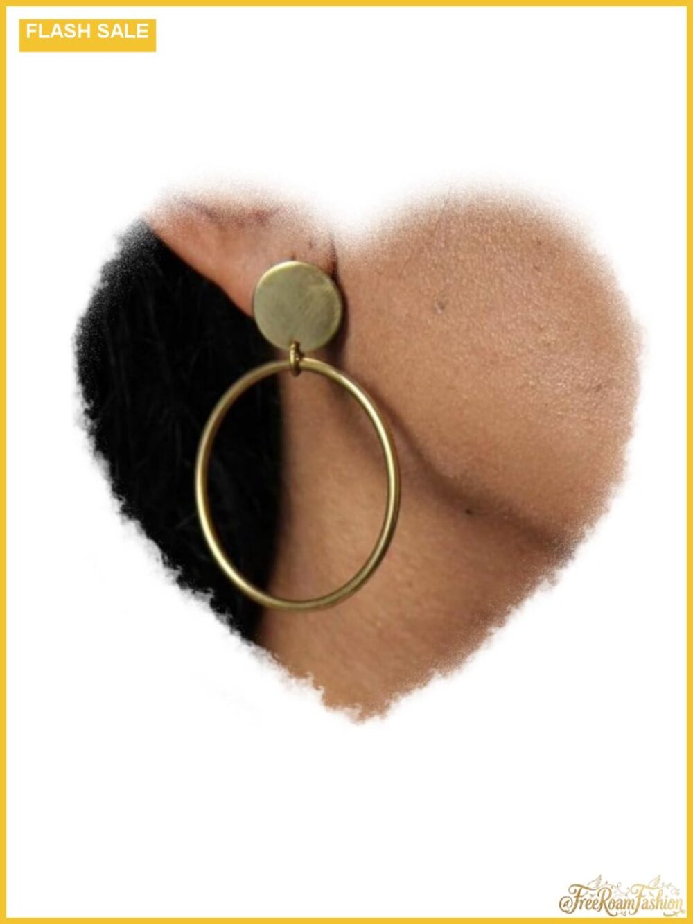 Matte Gold Hoop Earrings Art Deco Circle Stud Jewelry for Women